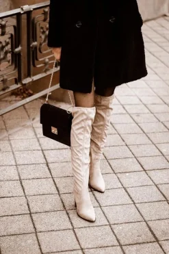 Kozaki Damskie Na Słupku Zamszowe Beżowe Monleek