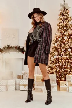 Kozaki Damskie Na Słupku Z Ozdobnym Tłoczeniem Czarne Vabaria