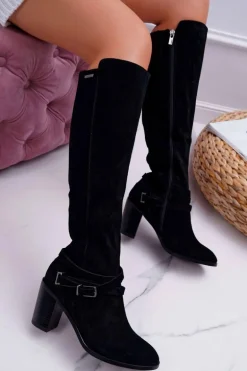 Kozaki Damskie Na Słupku Zamszowe Big Star EE274520