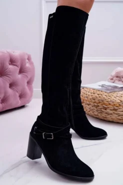 Kozaki Damskie Na Słupku Zamszowe Big Star EE274520