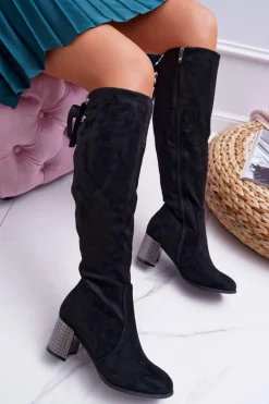 Kozaki Damskie Na Słupku Zamszowe Ocieplane Yonas