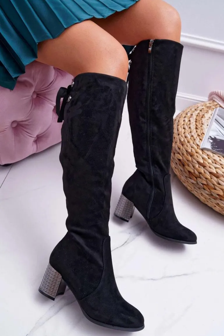 Kozaki Damskie Na Słupku Zamszowe Ocieplane Yonas