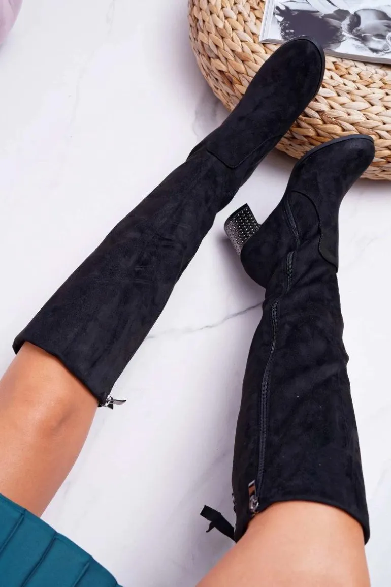 Kozaki Damskie Na Słupku Zamszowe Ocieplane Yonas