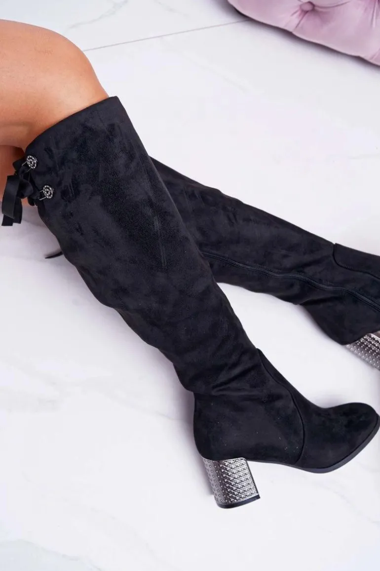 Kozaki Damskie Na Słupku Zamszowe Ocieplane Yonas