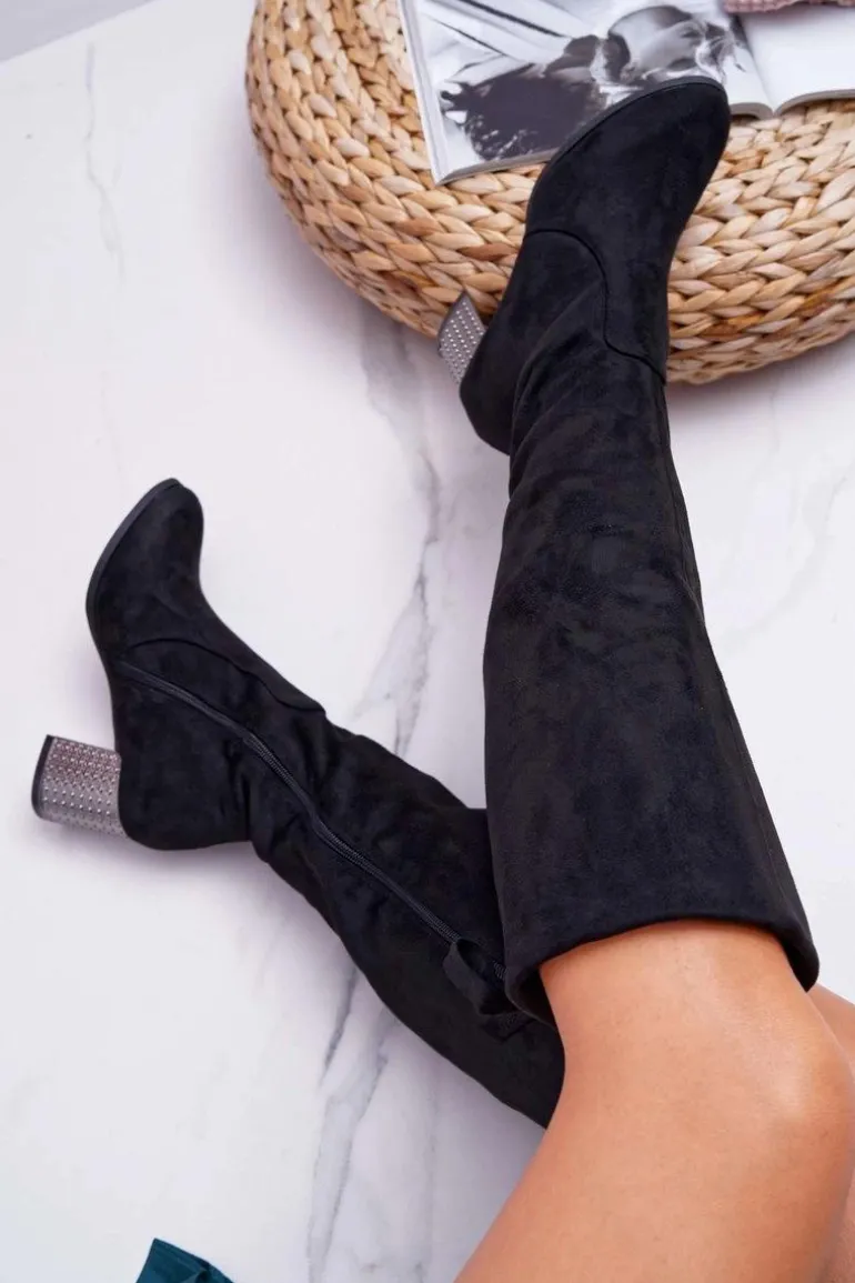 Kozaki Damskie Na Słupku Zamszowe Ocieplane Yonas