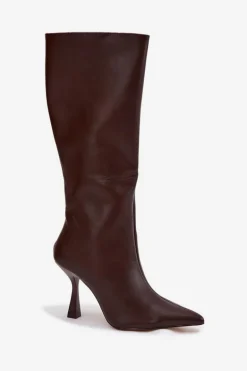 Kozaki Damskie Na Szpilce Przed Kolano Czekoladowe Vionette