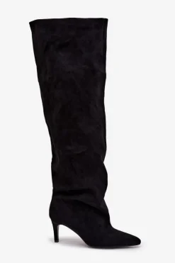 Kozaki Damskie Na Szpilce Wsuwane Czarne Mavilla