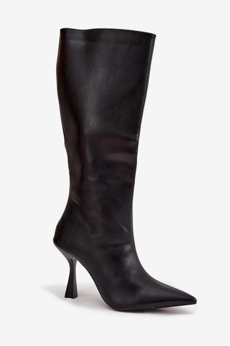 Kozaki Damskie Na Szpilce Przed Kolano Czarne Vionette