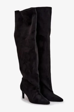 Kozaki Damskie Na Szpilce Wsuwane Czarne Mavilla