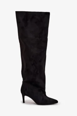 Kozaki Damskie Na Szpilce Wsuwane Czarne Mavilla