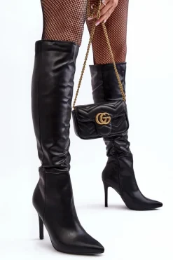 Kozaki Damskie Na Szpilce Czarne Sirenpha