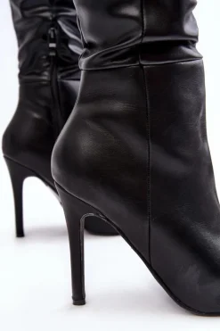 Kozaki Damskie Na Szpilce Czarne Sirenpha