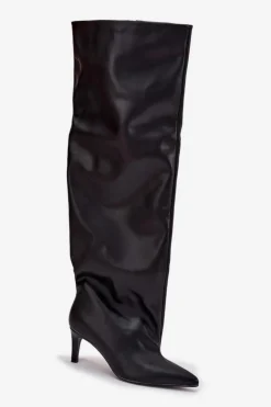 Kozaki Damskie Na Szpilce Wsuwane Czarne Mavilla