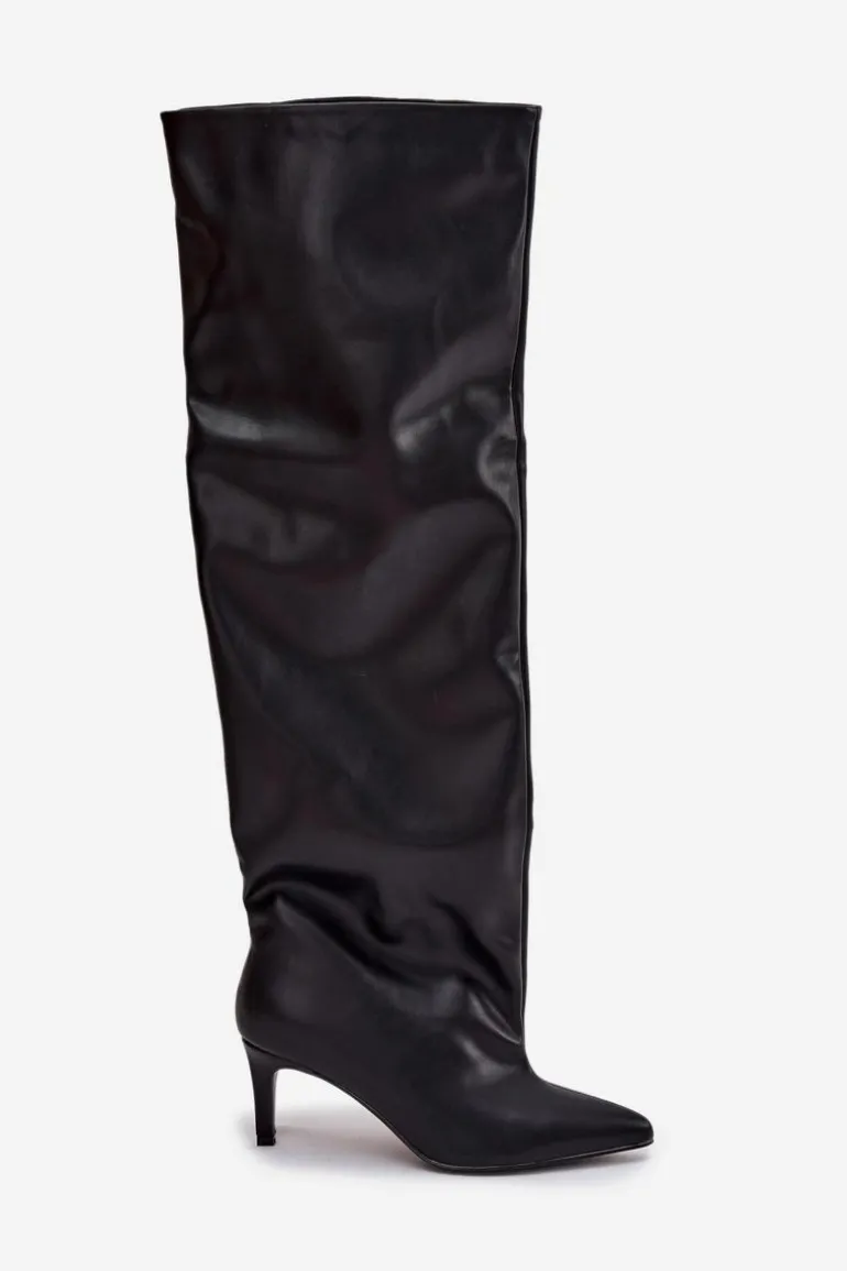 Kozaki Damskie Na Szpilce Wsuwane Czarne Mavilla