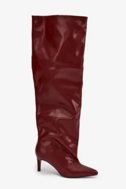 Kozaki Damskie Na Szpilce Wsuwane Bordowe Mavilla