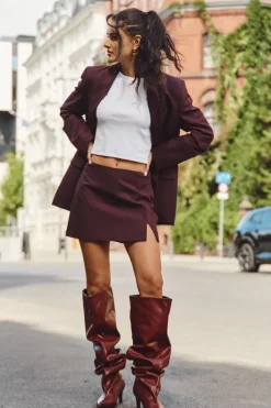 Kozaki Damskie Na Szpilce Wsuwane Bordowe Mavilla