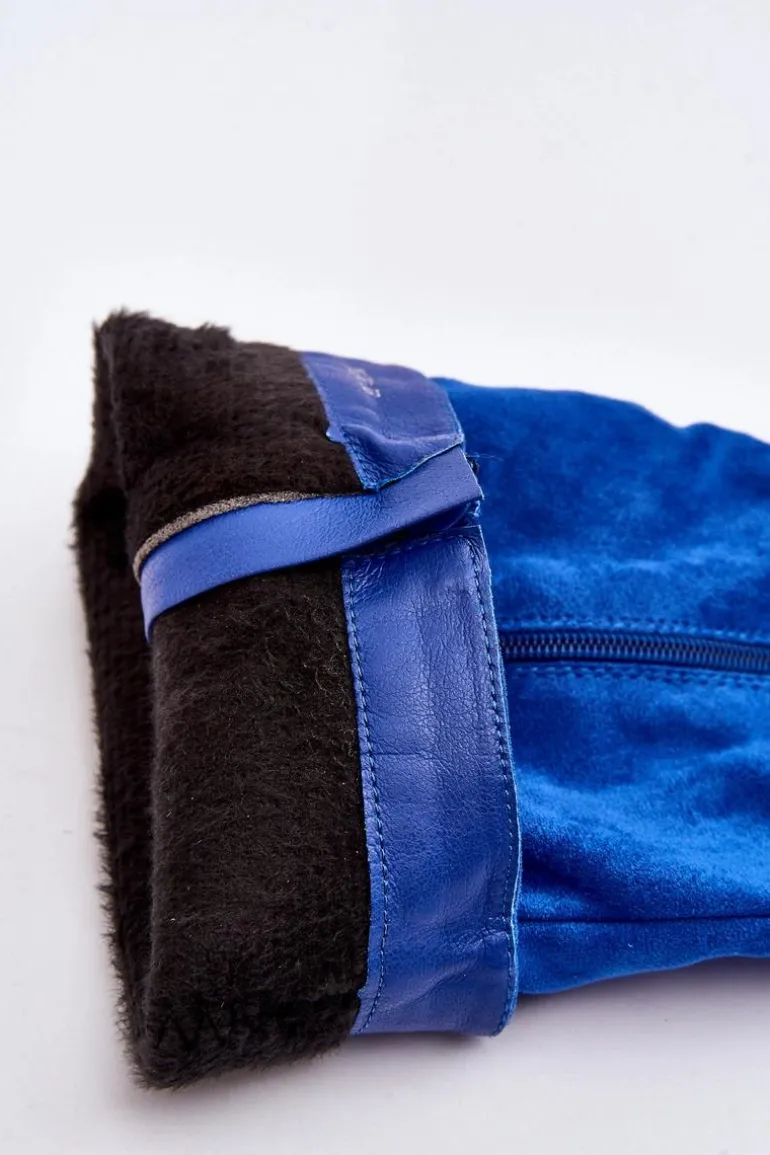 Kozaki Damskie Ocieplane Na Masywnym Obcasie Niebieski Layala