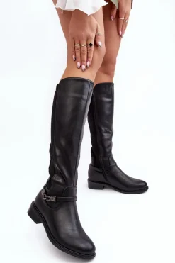 Kozaki Damskie Ocieplane Przed Kolano S.Barski HY07-329 Czarne