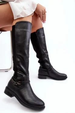 Kozaki Damskie Ocieplane Przed Kolano S.Barski HY07-329 Czarne