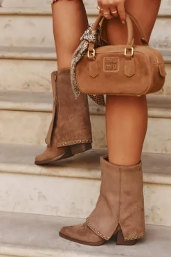 Kozaki Damskie Ocieplane Z Wywiniętą Cholewką Vinceza 16516 Beżowe