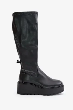 Kozaki Damskie Przed Kolano Na Platformie I Koturnie Vinceza 58342 Czarne