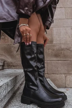 Kozaki Damskie Z Eko Skóry Czarne Oceana