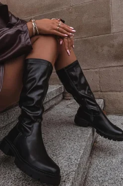 Kozaki Damskie Z Eko Skóry Czarne Oceana