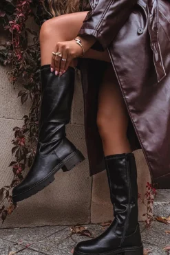 Kozaki Damskie Z Eko Skóry Czarne Oceana