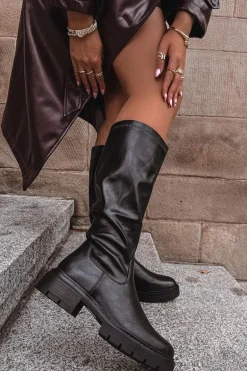 Kozaki Damskie Z Eko Skóry Czarne Oceana