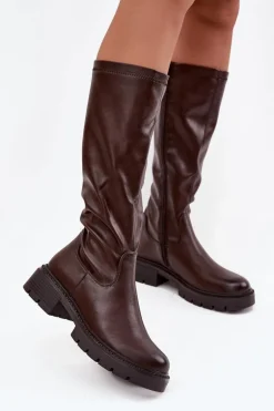 Kozaki Damskie Z Eko Skóry Czekoladowe Oceana