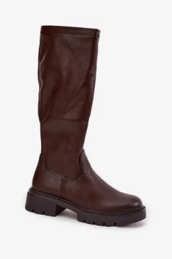 Kozaki Damskie Z Eko Skóry Czekoladowe Oceana