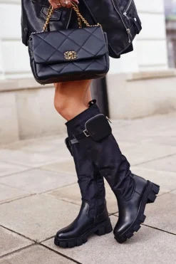 Kozaki Damskie z Nerką Czarne Remy