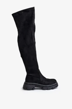 Kozaki Damskie Za Kolano Eko Zamszowe Czarne Irithalla