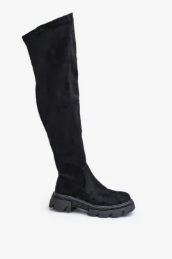 Kozaki Damskie Za Kolano Eko Zamszowe Czarne Irithalla