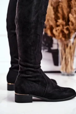 Kozaki Damskie Za Kolano Eko-Zamsz Czarne Dove