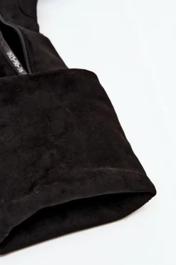 Kozaki Damskie Za Kolano Na Słupku Z Eko Zamszu Czarne Zaretta