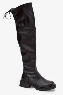 Kozaki Damskie Za Kolano Z Wiązaniem Czarne Rylissa