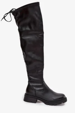 Kozaki Damskie Za Kolano Z Wiązaniem Czarne Rylissa