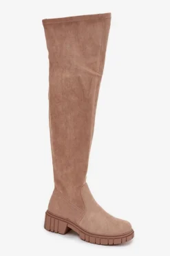 Kozaki Damskie Za Kolano S.Barski HY42-122 Beżowe