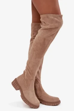 Kozaki Damskie Za Kolano S.Barski HY42-122 Beżowe