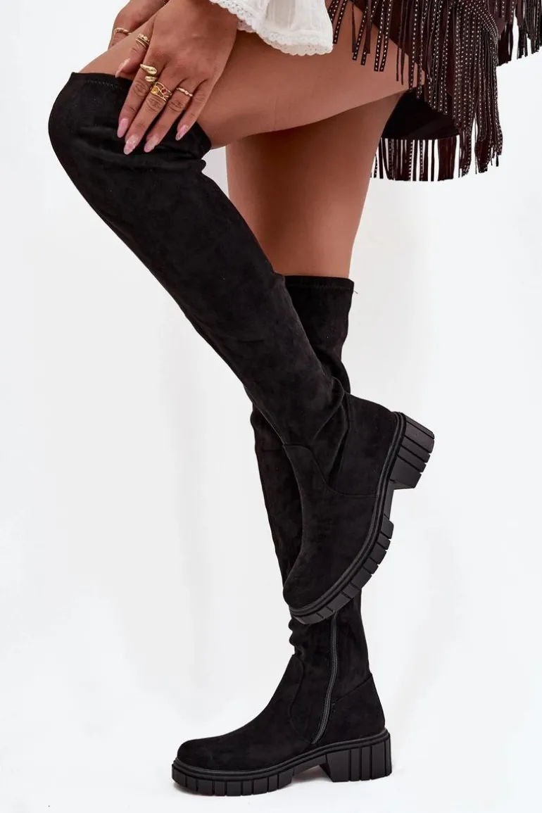 Kozaki Damskie Za Kolano S.Barski HY42-122 Czarne