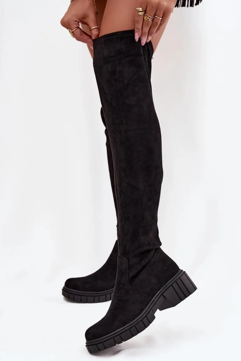 Kozaki Damskie Za Kolano S.Barski HY42-122 Czarne