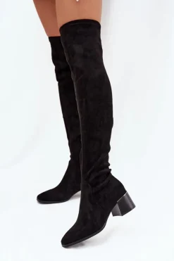 Kozaki Damskie Za Kolano Na Obcasie Czarne Carina