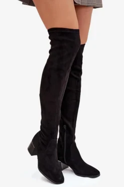 Kozaki Damskie Za Kolano Na Obcasie Czarne Carina