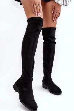 Kozaki Damskie Zamszowe Za Kolano Czarne Enelyn