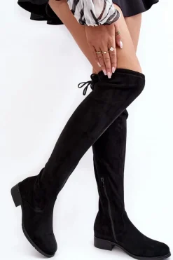 Kozaki Damskie Zamszowe Za Kolano Czarne Enelyn