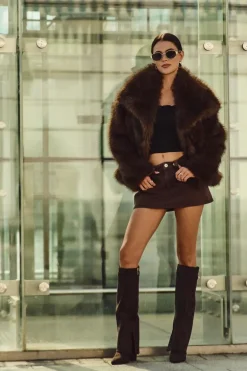 Kozaki Eko Zamszowe Obcas Słupek Na Zamek Ocieplane Wywinięta Cholewka Czekoladowe Evyra