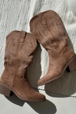 Kozaki Kowbojki Damskie Na Obcasie Ocieplane Vinceza 16508 Ciemnobeżowe