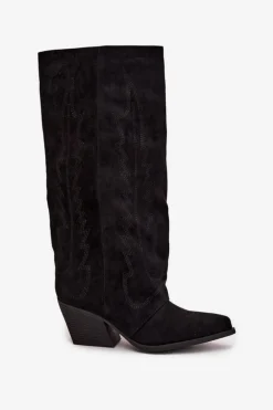 Kozaki Kowbojki Damskie Na Zamek Czarne Isalina