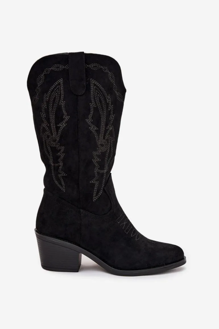 Kozaki Kowbojki Damskie Na Obcasie Ocieplane Vinceza 16508 Czarne